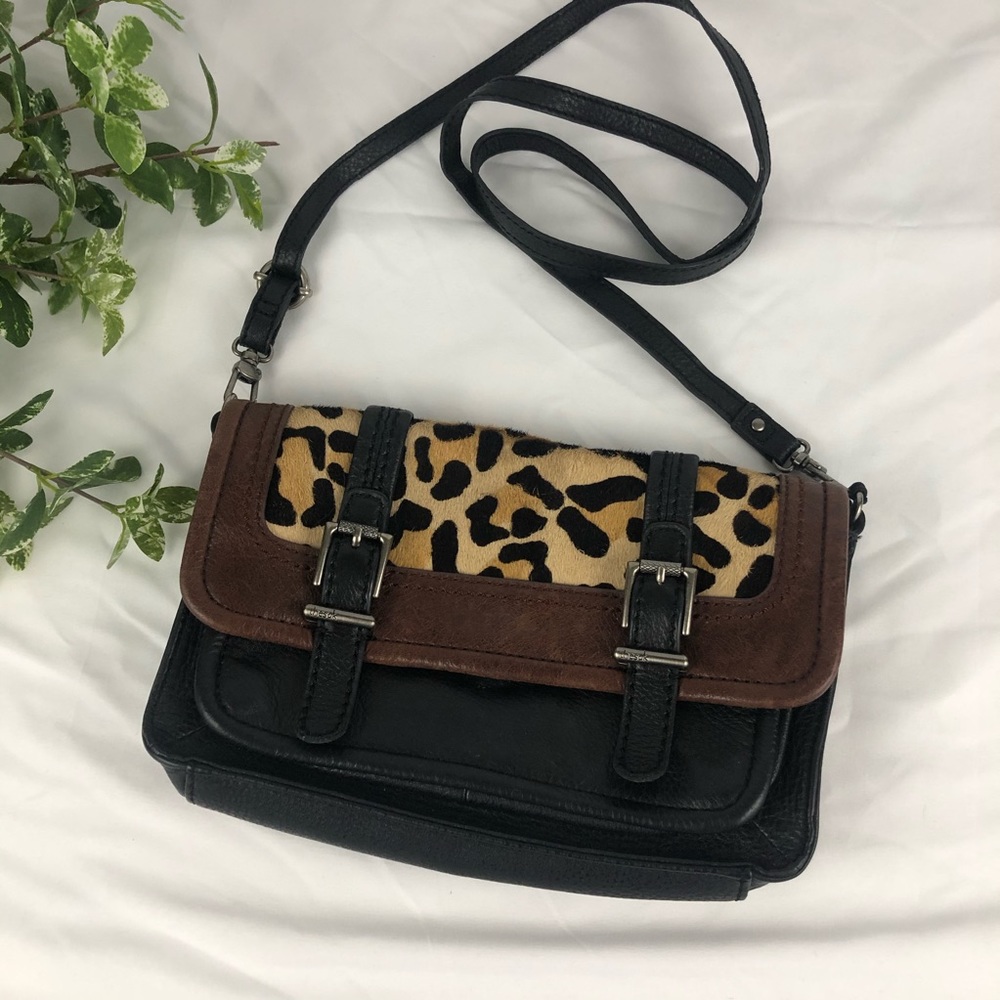 The Sak Leopard Calf Hair Cross Body Purse